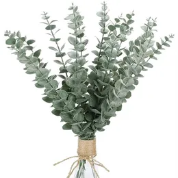 Ghirlande di fiori decorativi 24 pezzi stelo di foglie di eucalipto artificiale alto 15 pollici per bouquet da sposa finto centrotavola decorazioni per la casa280d