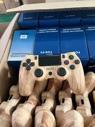 Ziarno drewna PS4 Bezprzewodowy kontroler Bluetooth Gamepad do gry joystick z US/UE Akcesoria konsoli detalicznych
