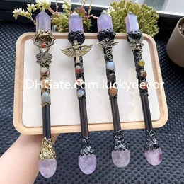 Witch Magic Natural Quartz Crystal Stick Ritualne narzędzie Ołtarz Ołtarz Ametyst Kolumna agat koraliki żywice zaklęcia Czarodziejki różdżka