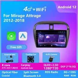 CAR RADIO 10 Inch Video Touch Screen Auto Audio DVD Player för Mitsubishi Mirage Attrage 2012-2018 med Mirror Link Autoradio Bluetooth WIF DSP