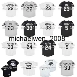 Camisa de beisebol vintage 2005 23 Jermaine Dye 45 Michael 33 Aaron Rowand 5 Juan Uribe 33 Aaron Rowand 24 Joe Crede 23 Robin Ventura