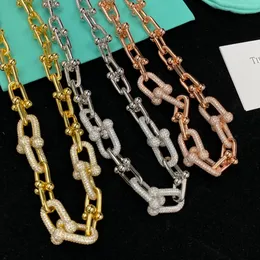 Lyxvarumärkesdesign 14K Gold Multi Layered Horseshoe Necklace Party Sweater Chain