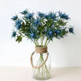 Decoratieve Bloemen Kransen Planten Home Decor Kunstmatige Eryngium Distels Bos Simulatie Plastic Nep Bruiloft Decors Feest Clu211A