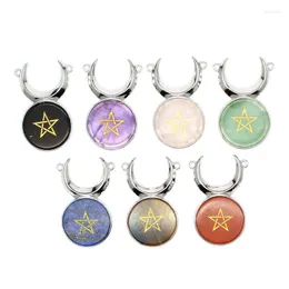 Pendant Necklaces Foreign Trade Crystal Ornaments Natural Stone Personality Horn Powder Collar Five-pointed Star Trinket