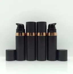 Commercio all'ingrosso 15 ml di plastica nera smerigliata bottiglia pompa airless dimensioni viaggio contenitori cosmetici ricaricabili per lozione crema per gli occhi essenza detergente viso presa di fabbrica