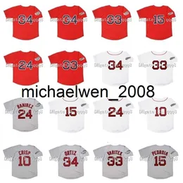 2004 Retro Manny Ramirez Jersey 2007 David 34 Ortiz 15 Dustin Pedroia 33 Jason Varitek 10 Coco Crisp Red White Grey Vintage Baseball Jerseys