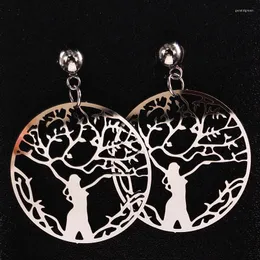 Stud Earrings Stainless Steel Tree Of Life Earings For Women Silver Color Fashion Jewelry Boucles D'oreilles Pour Les Femmes E1510S02