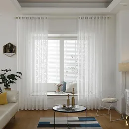 Curtain Solid White Window Screening Tulle Drap Gauze Sheer Voile Customize Panel Leaf Pattern Curtains For Living Room Bedroom D30