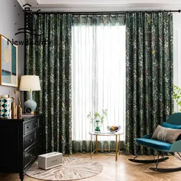 Curtain Curtain Green Bedroom Living Room American Country Pastoral Style Forest Plant Cotton and Linen Blackout Floor-to-ceiling Window 231110