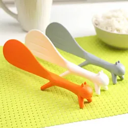 1PC Cartoon Squirrel Spoon Non Stick Rice Shovel Paddle Ladle Creative Lovely Stand Meal Spoon Cooking Tools Kitchen Accessories