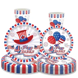 Novelty Items American Independence Day Hat Balloon National Flag Disposable Tableware Set Happy 4th Of July USA National Day Party Decor Z0411