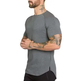 Brand gym clothing fitness t shirt men fashion extend hip hop summer short sleeve t-shirt cotton bodybuilding muscle tshirt man fallow 08