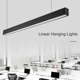 Pendant Lamps Office LED Chandelier Modern Simple Long Strip Aluminum Lamp Hanging Line Commercial Engineering