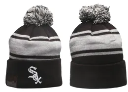 Beyaz Sox Beanies Chicago Beanie Cap Yün Sıcak Spor Knit Şapka Beyzbol Kuzey Amerika Takımı Çizgili Kenara ABD Koleft Pom Şapkalar Erkek Kadınlar A0