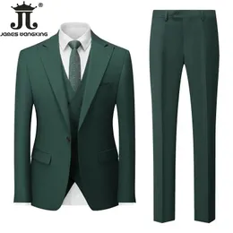 Męskie garnitury Blazer Blazer Vest Pants High End Brand Butique Solid Color Formal Office Business Suit 3 -RECET SET GROOM Wedding Sukieanka 231110
