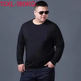 メンズTシャツ秋の冬の男性女性長袖大規模8xl 9xl 10xl 13xlビッグサイズティーホーム下着コットンルーズトップブラック230412