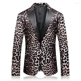 Męskie garnitury luksus lampart szczupły fit cele cele kleding mannen vetement homme czarny kołnierz men Stylowy Blazer 4xl