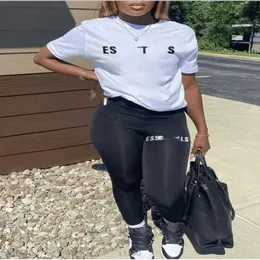 Summer Tracksuits Women Letter Printed Personalized Casual Short Sleeve Two Piece Set Women Sports Clothing Jogging Suits Plus Size S-5xl