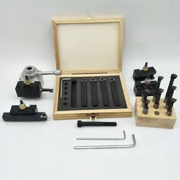 Freeshipping 5st Quick Change Post Tool Holder 9st 3/8 tum Drill Pipe 5st 3/8 Carbide Turning Tool Set för 7x10/12/14 Mini Lat Wdulc