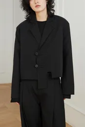 Men's Suits Dark Series 2023 Chinese Style Asymmetrical Disc Buckle Short Suit Jacket Custom Size Men's Top