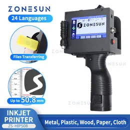 Zonesun Handheld Inkjet Printerポータブル5cm QRバーコードバッチ有効期限シリアル番号ロゴ多言語デジタルZS-HIP508