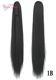 Ponytail Claw Clip Extension Hair Extensions Syntetyczne włosy Kucyk ogon 24039039 Prosty syntetyczny klip w przedłużeniu włosów CLA6217065