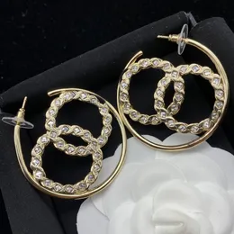 Luxury Brand Designers Double Letters Stud Dangle Hoop Geometric Women Geometric Metal Crystal Rhinestone Pearl Earring Wedding Party Jewerlry 32