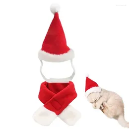 Coleiras de cachorro Chapéu de Papai Noel de Natal com lenço Gato Noel e fantasia ajustável fofa para animais de estimação