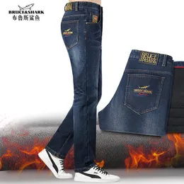 Men's Jeans Jeans Men Thicken Bruce Shark Winter Clothing Men Trousers Fashion Casual Straight Leg Loose Style Black Jeans Big Size 42 231110