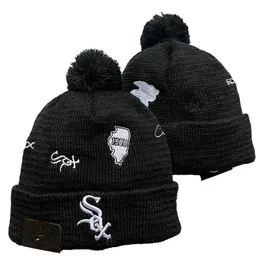 White Sox Beanies CHICAGO Beanie Cap Wool Warm Sport Knit Hat Baseball North American Team Striped Sideline USA College Cuffed Pom Hats Men Women a1