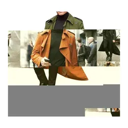 Men'S Trench Coats Mens High Quality Men Single Breasted Coat Casual Lapel Long Sleeve Windbreaker Jacket Drop Delivery Apparel Clot Dhyef