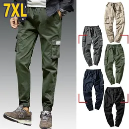 7XL Cargo Pants Men Quality Cotton Pencil Pants Male Washed Slim Fit Mens Trousers Korean Brand MuLS Plus Size Casual Pant196b