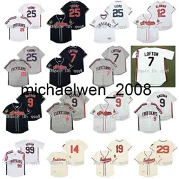 Vintage Jersey 9 Ricky Vaughn 7 Kenny Lofton 12 Roberto Alomar 14 Larry Doby 19 Bob Feller 25 Jim Thome 9 Carlos Baerga 29 Satchel