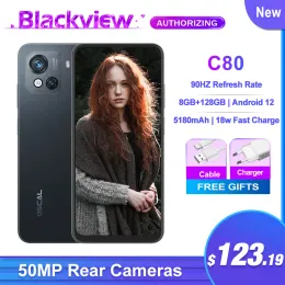 BlackView Oscal C80 스마트 폰 8GB+128GB Android 12 50MP 카메라 5180MAH 옥타 코어 90Hz 디스플레이 휴대폰 빠른 충전