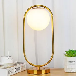 Desk Lamps Europe Modern Gold Black LED Glass Ball Table Desk Lamp Light Lighting for Study Bedside Bedroom Office Studio Home Decoration P230412