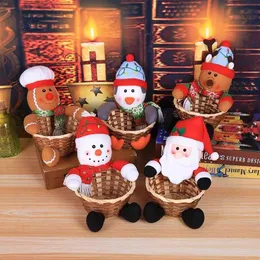 Decorações de natal papai noel boneco de neve cesta de doces feliz decoração para casa natal crianças presentes noel navidad feliz ano 2022237t