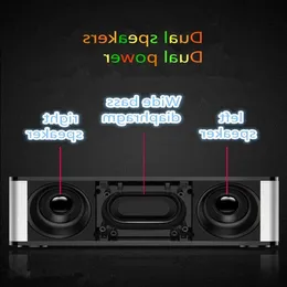 Altoparlante Bluetooth Freeshipping Big Power 10W HIFI Altoparlante wireless portatile Sveglia Radio FM Subwoofer Altoparlante basso Supporto TF Card Ovtr