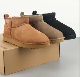 Mulheres Ultra Mini Shearling Bootie neve Macia e confortável pele de carneiro manter botas quentes sapatos com saco para pó de cartão Lindos presentes uggskid 9932ESS