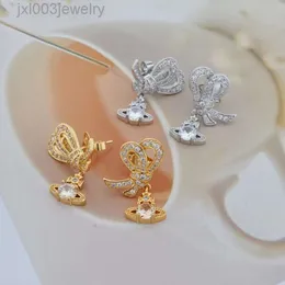 Designer Viviene Westwoods Orecchini Imperatrice Dowager Arco della vedova Saturno pieno di diamanti Orecchini Donna Vivian Elegante temperamento Orecchini a nastro Alta edizione