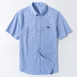 Męskie koszule L krótkie rękaw 100% bawełny Oxford Soft Wygodne dopasowanie Plus Wysokość Letnia jakość Business Men's Casual Shirt 230412