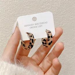 Brincos de argola coreano c forma declaração para mulheres marrom leopardo vintage 2023 tendência moda jóias presentes