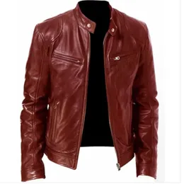 Mensjackor Fashion Leather Jacket Slim Fit Stand Collar PU MANA ANTIWIND MOTORCYCLE LAPEL Diagonal dragkedja män 231110