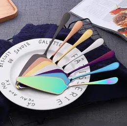 Colorful Stainless Steel Cake Shovel With Serrated Edge Server Blade Cutter Pie Pizza Shovel Cake Spatula Baking Tools Wholesale 30pcs