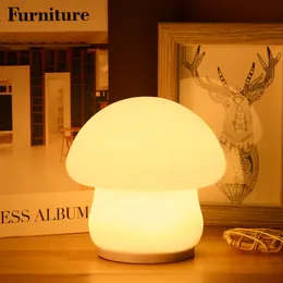 Lamps Shades Mushroom Night Light LED Silicone Touch Sensor Battery Lamp Living Room Bedroom Decor Baby Bedside Decoration 230411