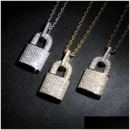 Pendant Necklaces Hip Hop Gold Necklace Jewelry Fashion Mens Womens Sier Iced Out Lock Drop Delivery Pendants Dhgarden Ot4Qk