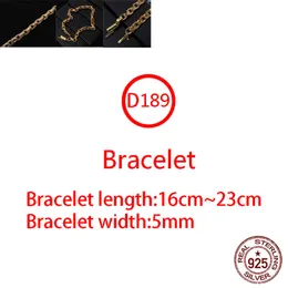 D189 S925 Sterling Srebrna bransoletka List moda Spersonalizowana retro złota platowana para kwiatowa punkowa bioder biżuterii
