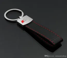 10PCS New Fashion Leather car Key chain 3D S line Logo Sticker Keyring for RS R Keychain5811964