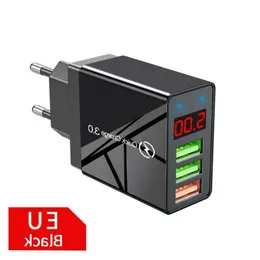 FreeShipping Quick Charge 30 USB Charger for I-Phon 11 7 Xiaomi Samsung Huawei 5V 3A عرض رقمي سريع الشحن الجدار الشاحن