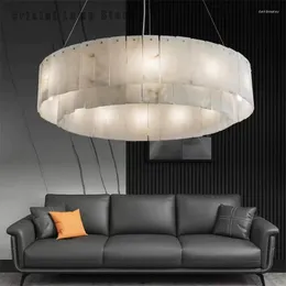 Chandeliers Customized Luxury Circular Alabaster Large Pendant Lamp Decoration For Living Room Futuristic Chandelier