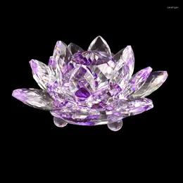 装飾的な置物80mm Feng Shui Quartz Crystal Lotus Crafts Glass Paperight Decoration Figurine Family Wedding Party Gift Christma